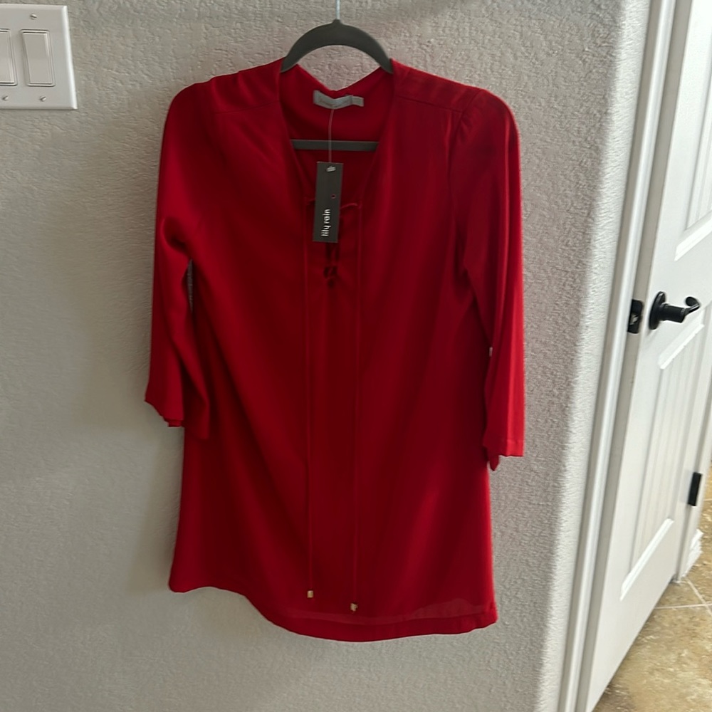 Medium Veronica M red dress lace up detail